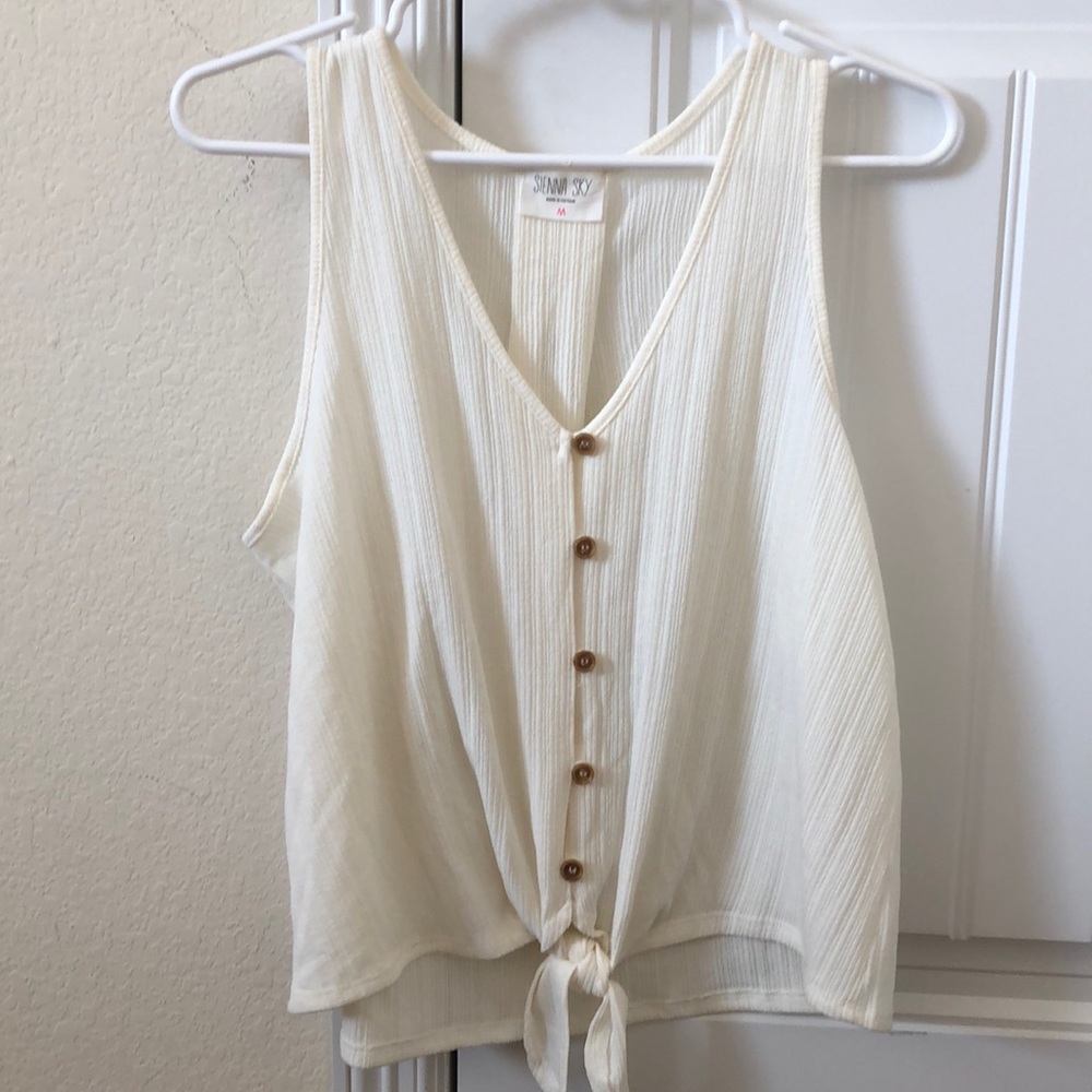 Tanked Cropped Button Down Top